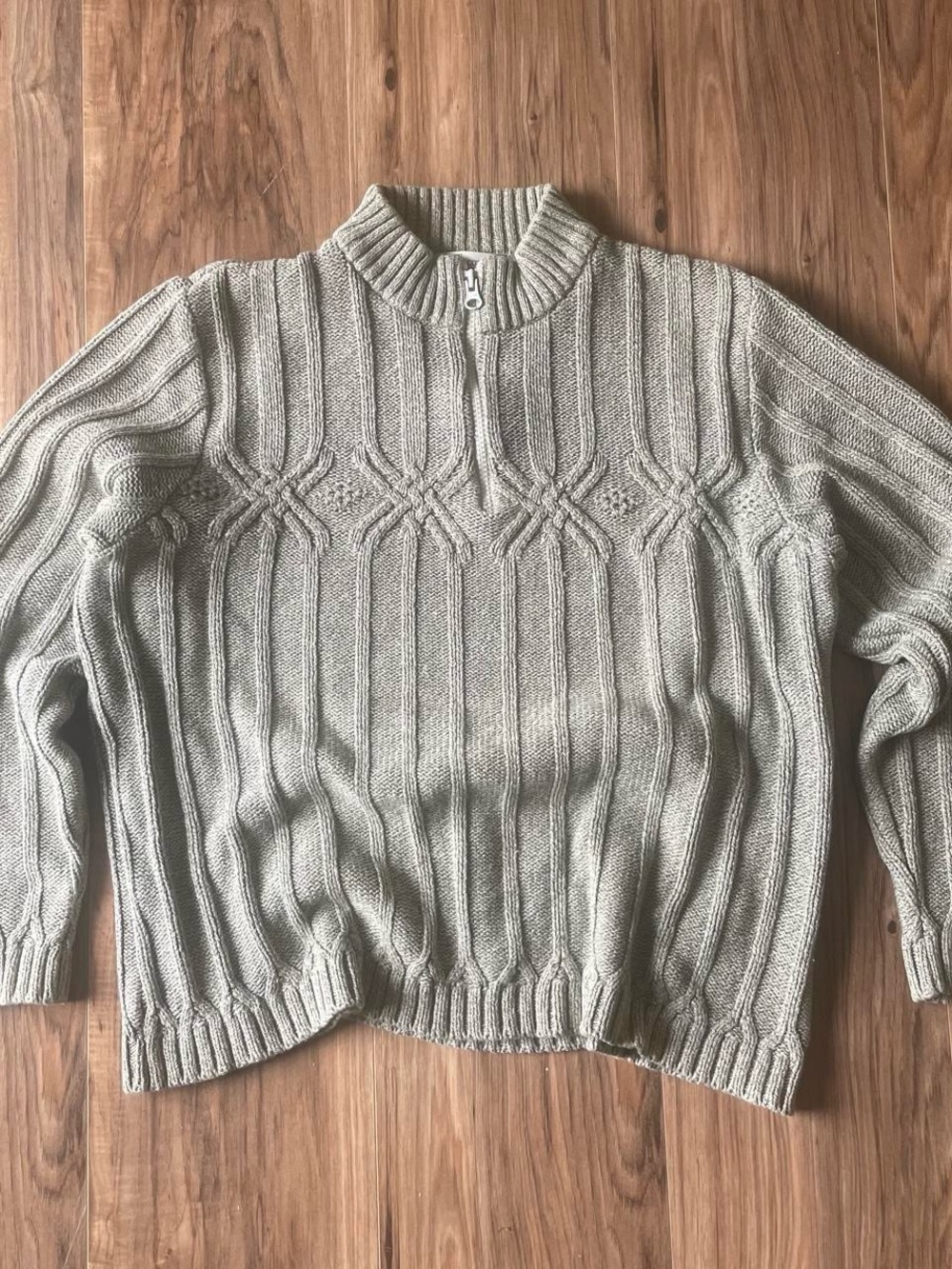 Parkhurst Men's Half-Zip Cable Knit Sweater - Light Gray